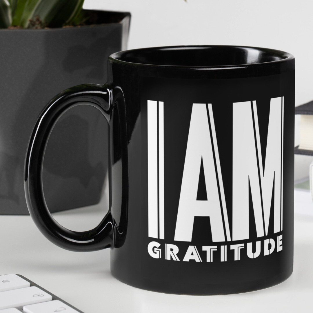 GRATITUDE Ceramic Mug | Black | Daily Affirmations | Positive Mindset Tool