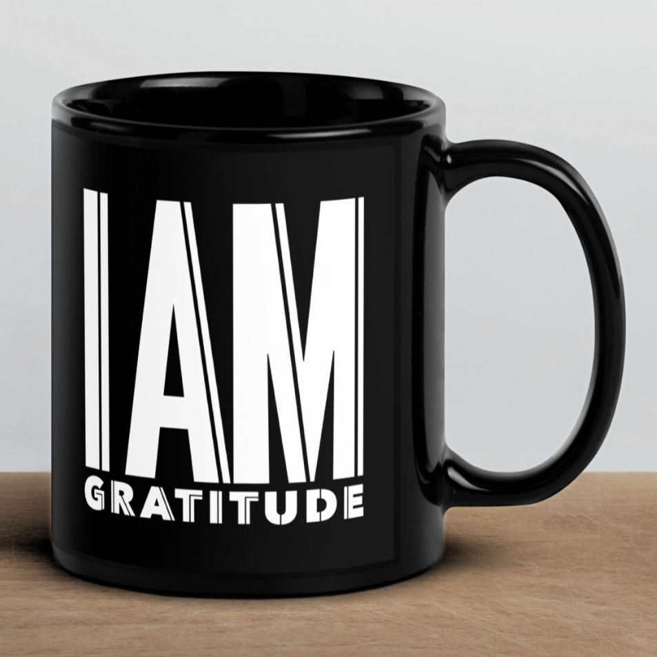 GRATITUDE Ceramic Mug | Black | Daily Affirmations | Positive Mindset Tool