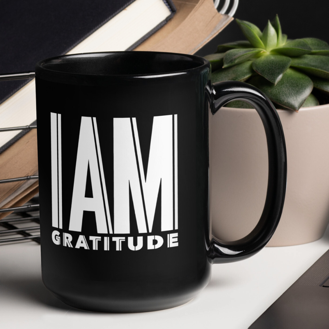 GRATITUDE Ceramic Mug | Black | Daily Affirmations | Positive Mindset Tool