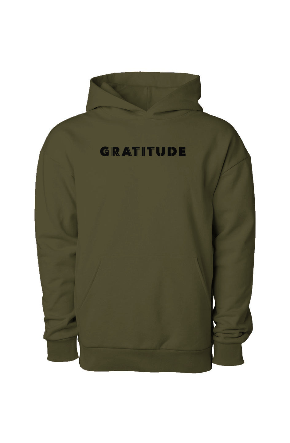 The GRATITUDE Pullover Hooded Sweatshirt | Olive |