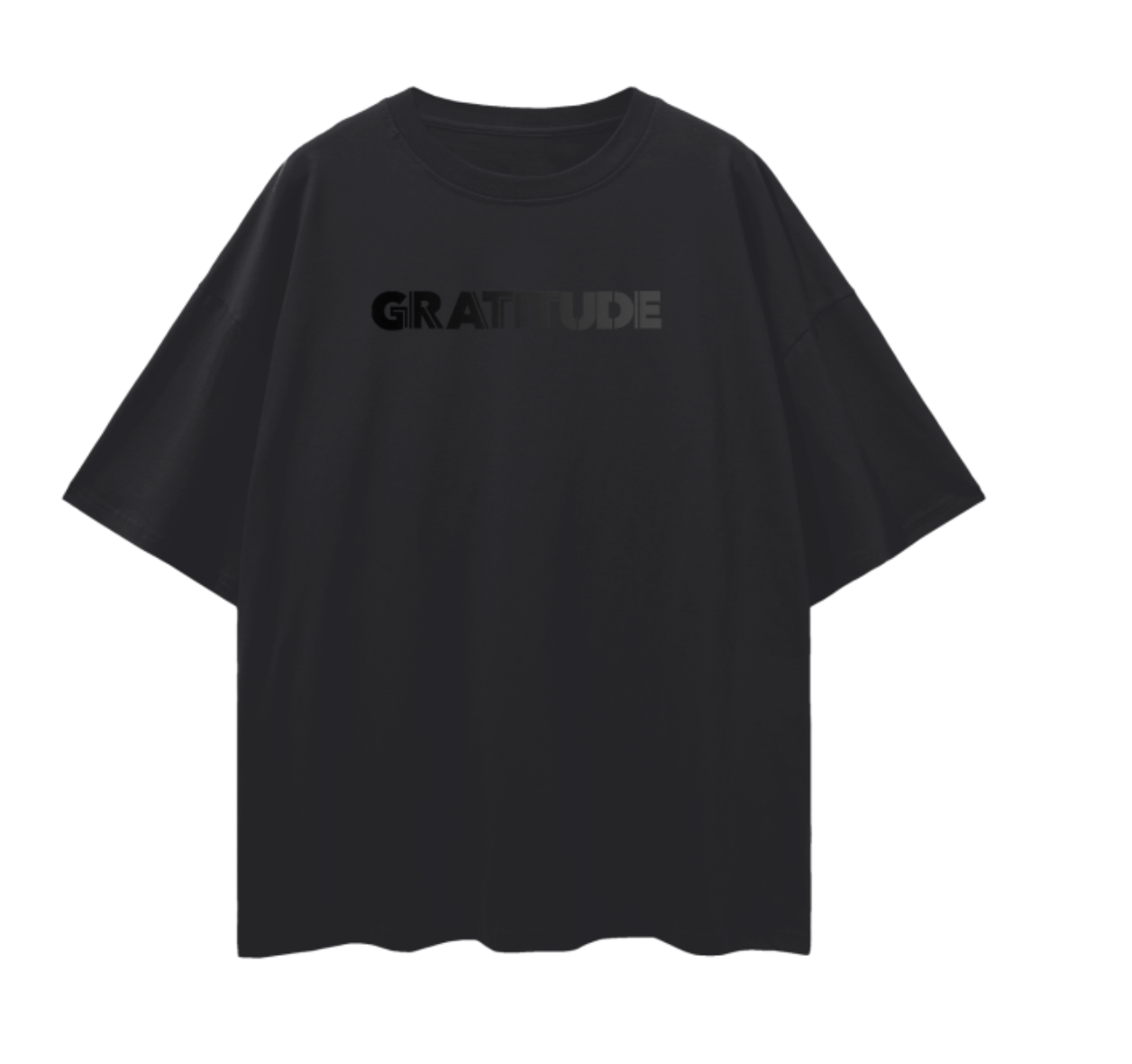 GRATITUDE Unisex Oversized T-Shirt | Black Gradient | Positive Tee | Meaningful Gift