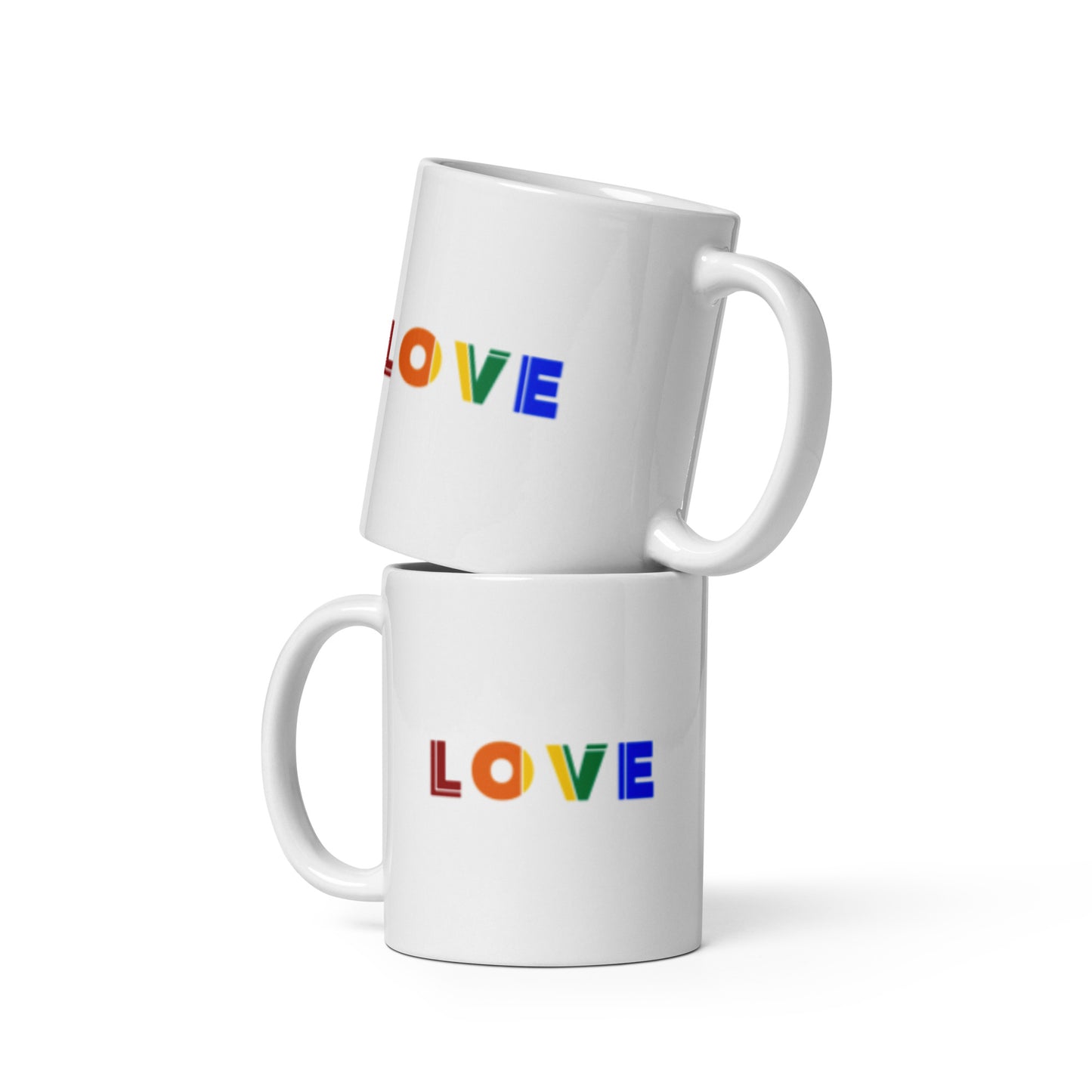 LOVE Ceramic Mug | White | Gay Pride Affirmation | LGBT Pride | Rainbow Design