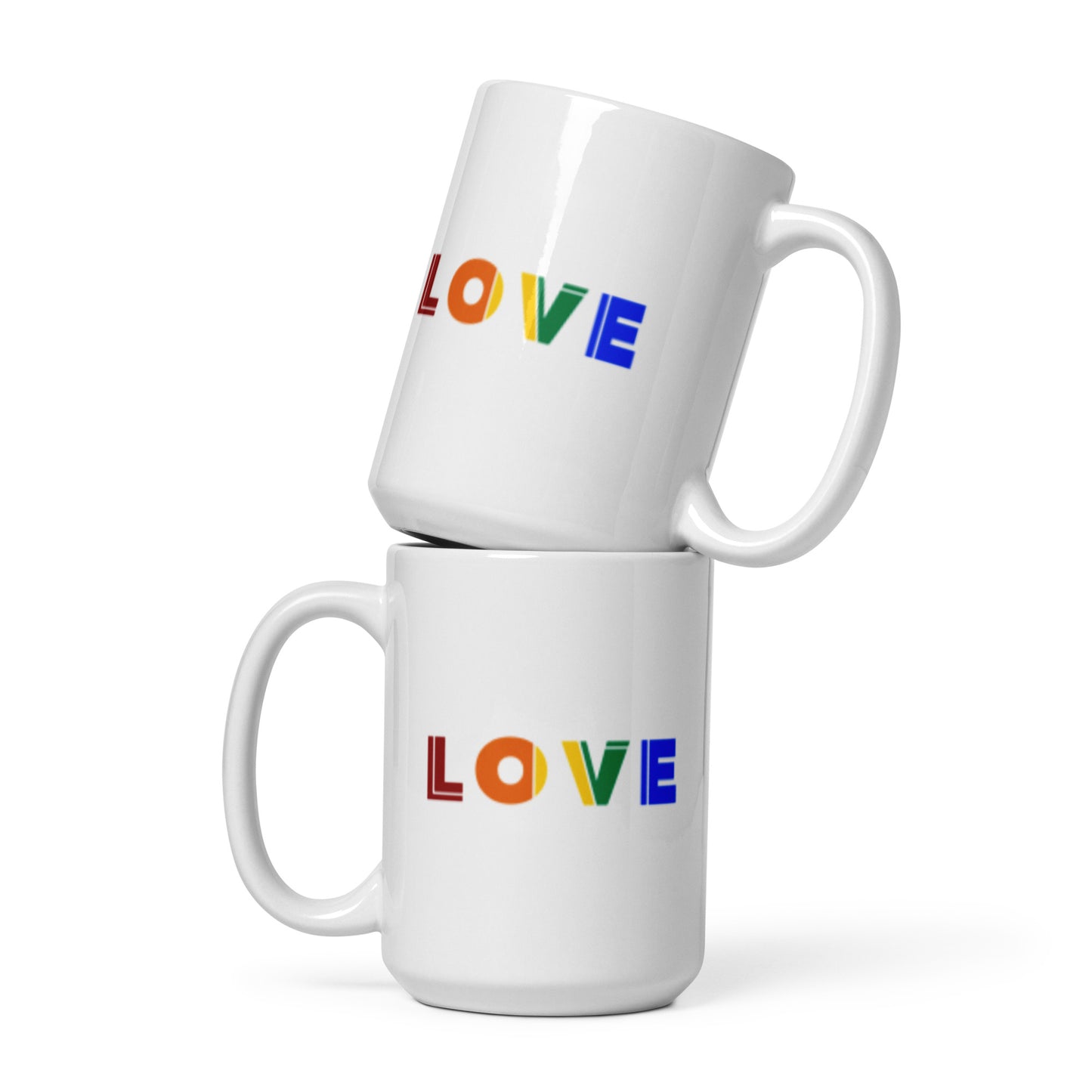 LOVE Ceramic Mug | White | Gay Pride Affirmation | LGBT Pride | Rainbow Design